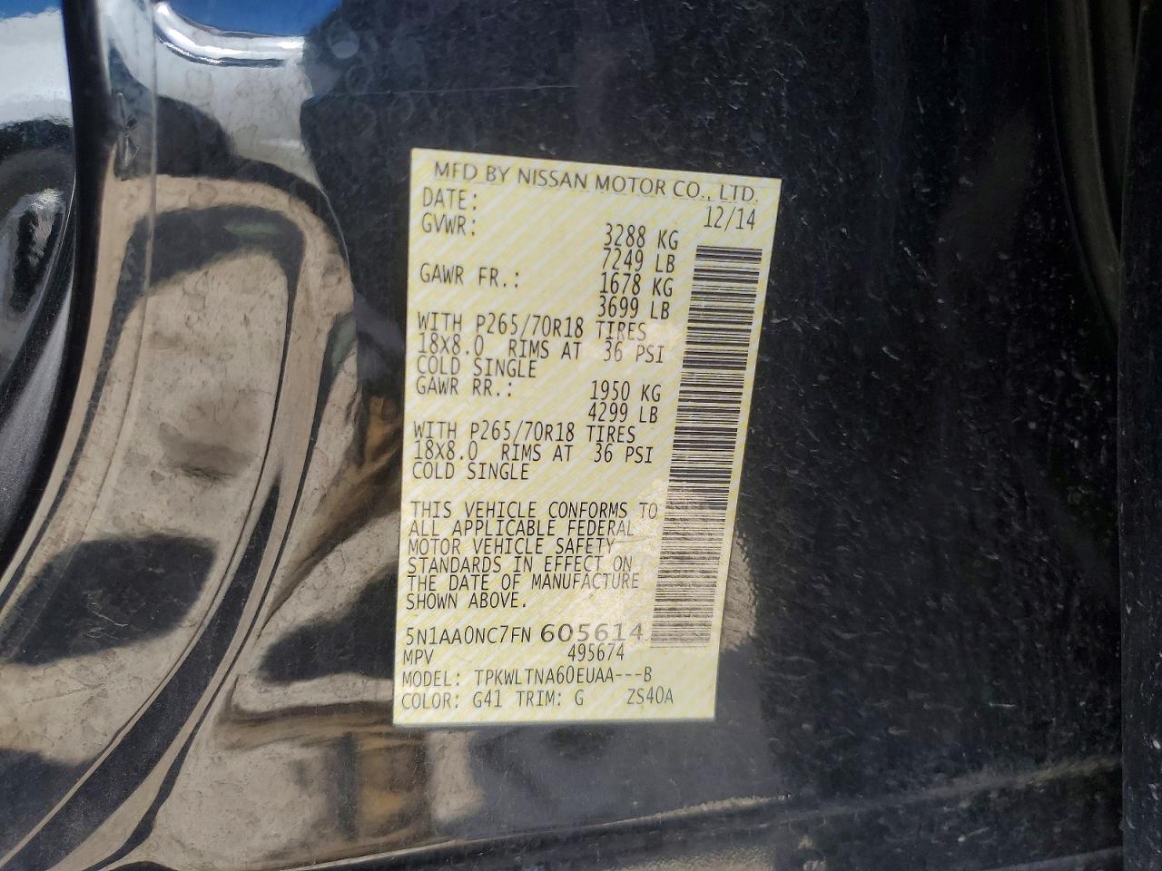 2015 NISSAN ARMADA SV photo 27