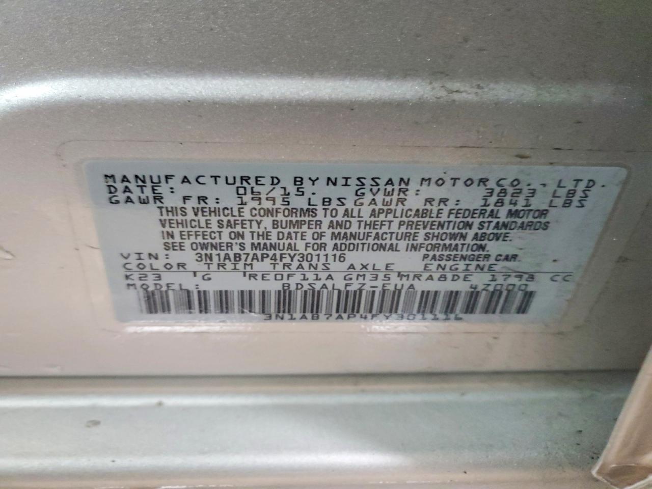 2015 NISSAN SENTRA FE+ S photo 23