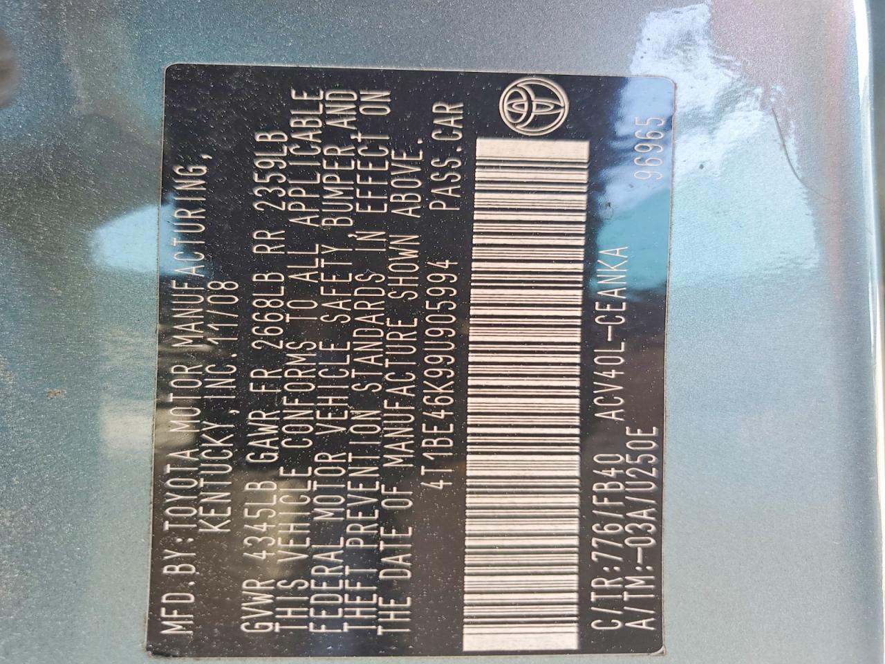 2009 TOYOTA CAMRY LE photo 23