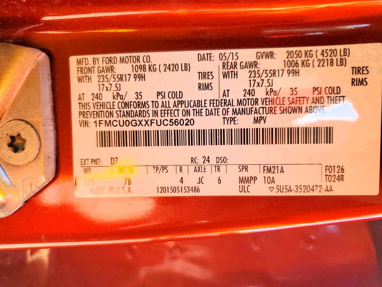 2015 FORD ESCAPE SE photo 12