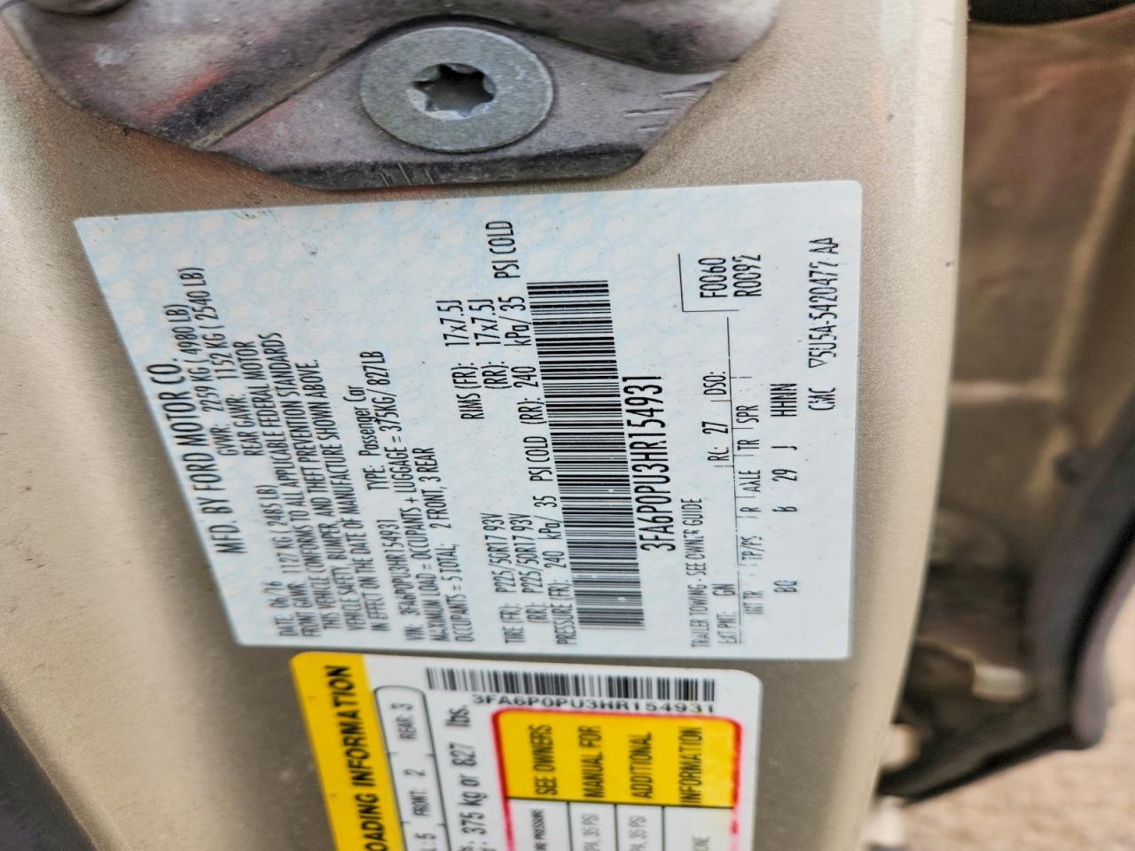 2017 FORD FUSION SE PHEV photo 34