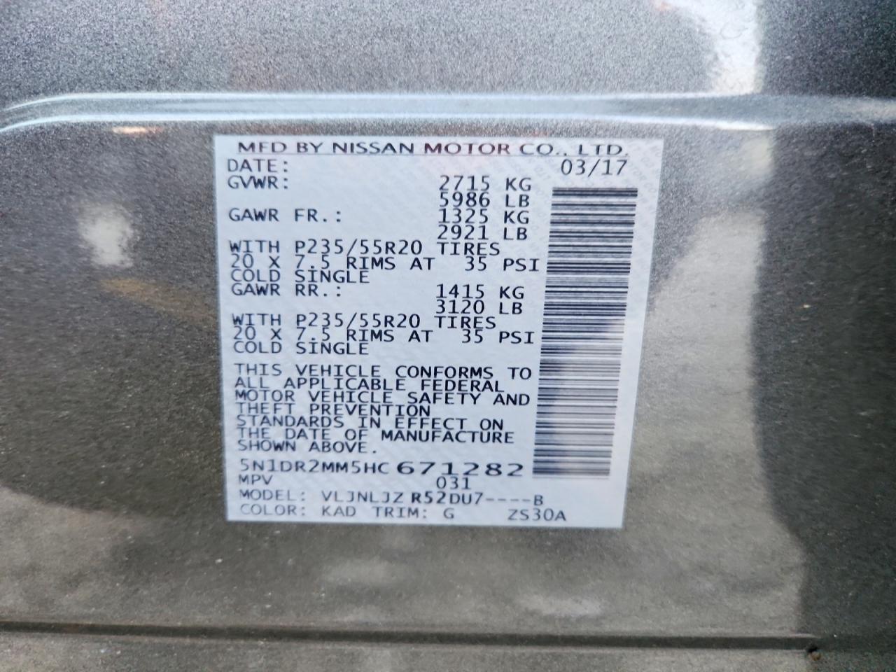 2017 NISSAN PATHFINDER PLATINUM photo 40