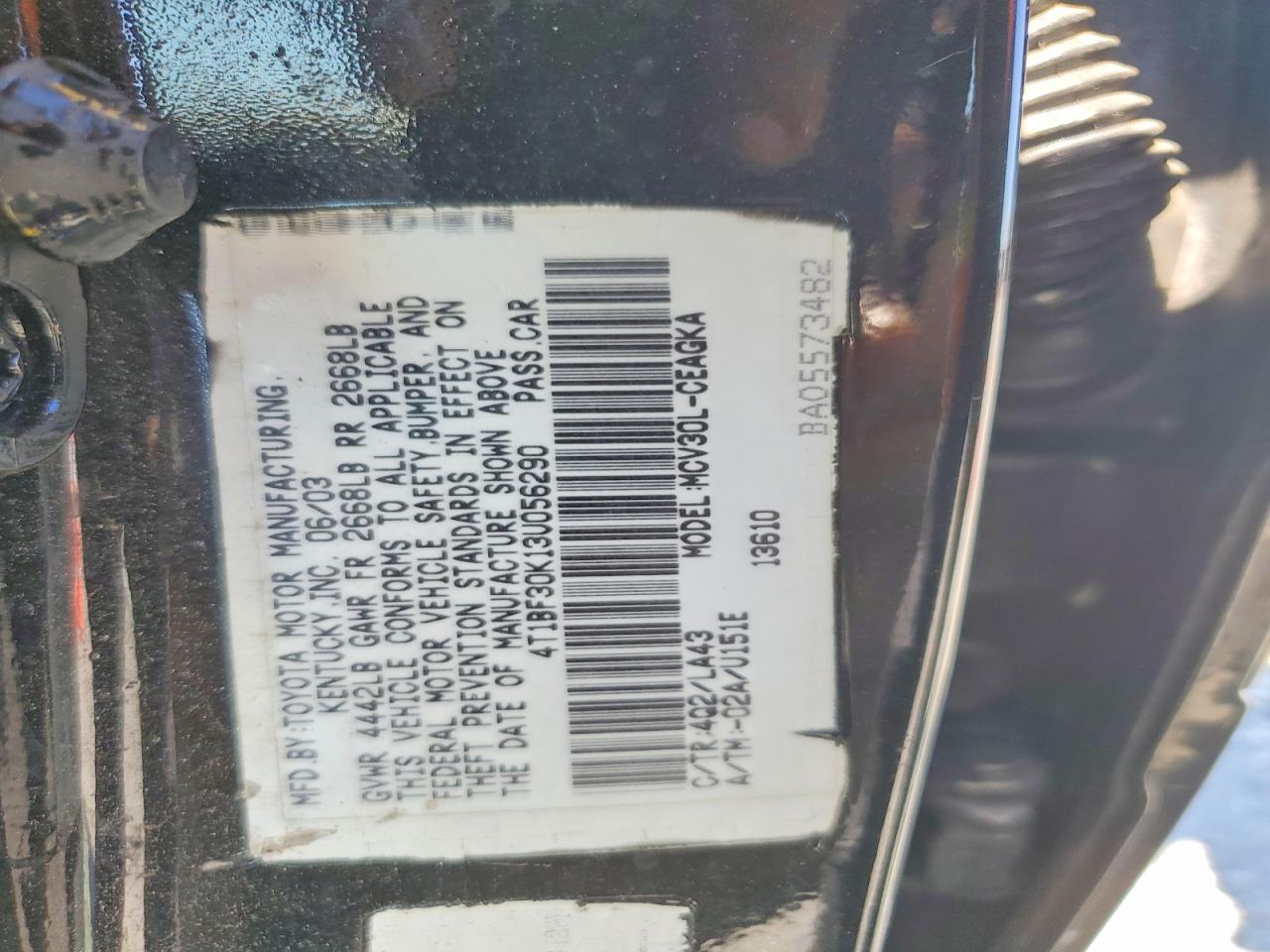 2003 TOYOTA CAMRY XLE V6 photo 23