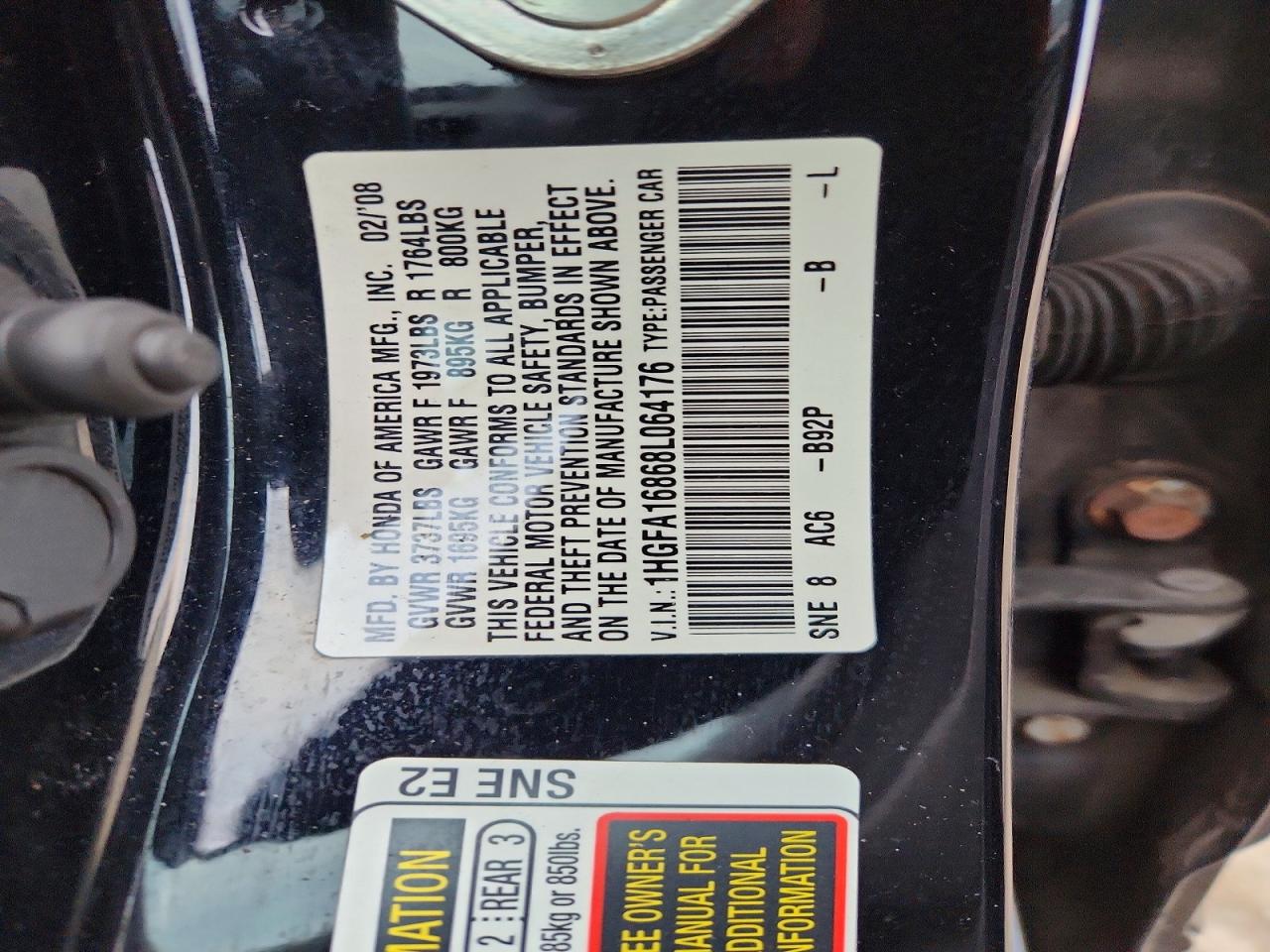 2008 HONDA CIVIC EX photo 12