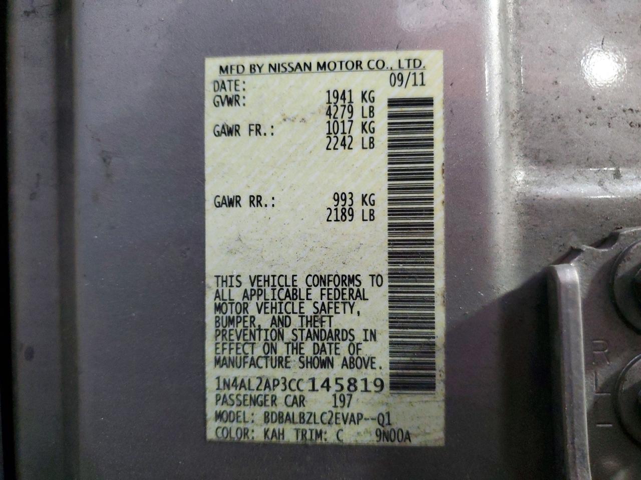 2012 NISSAN ALTIMA 2.5 photo 37