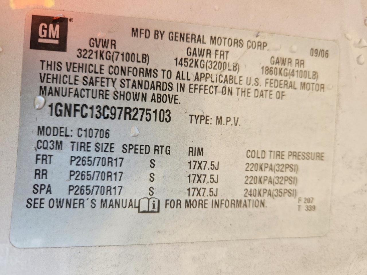 2007 CHEVROLET TAHOE C1500 photo 25