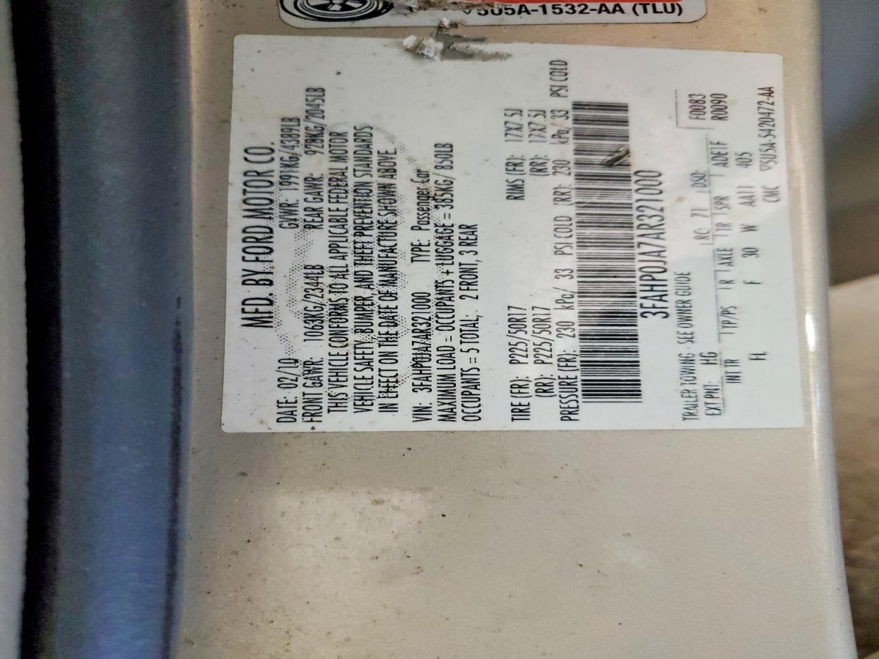 2010 FORD FUSION SEL photo 25