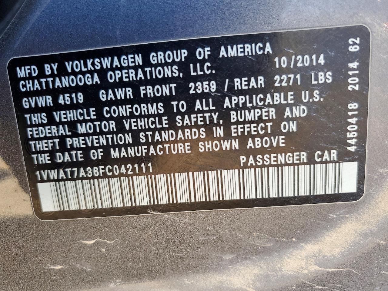 2015 VOLKSWAGEN PASSAT S photo 23