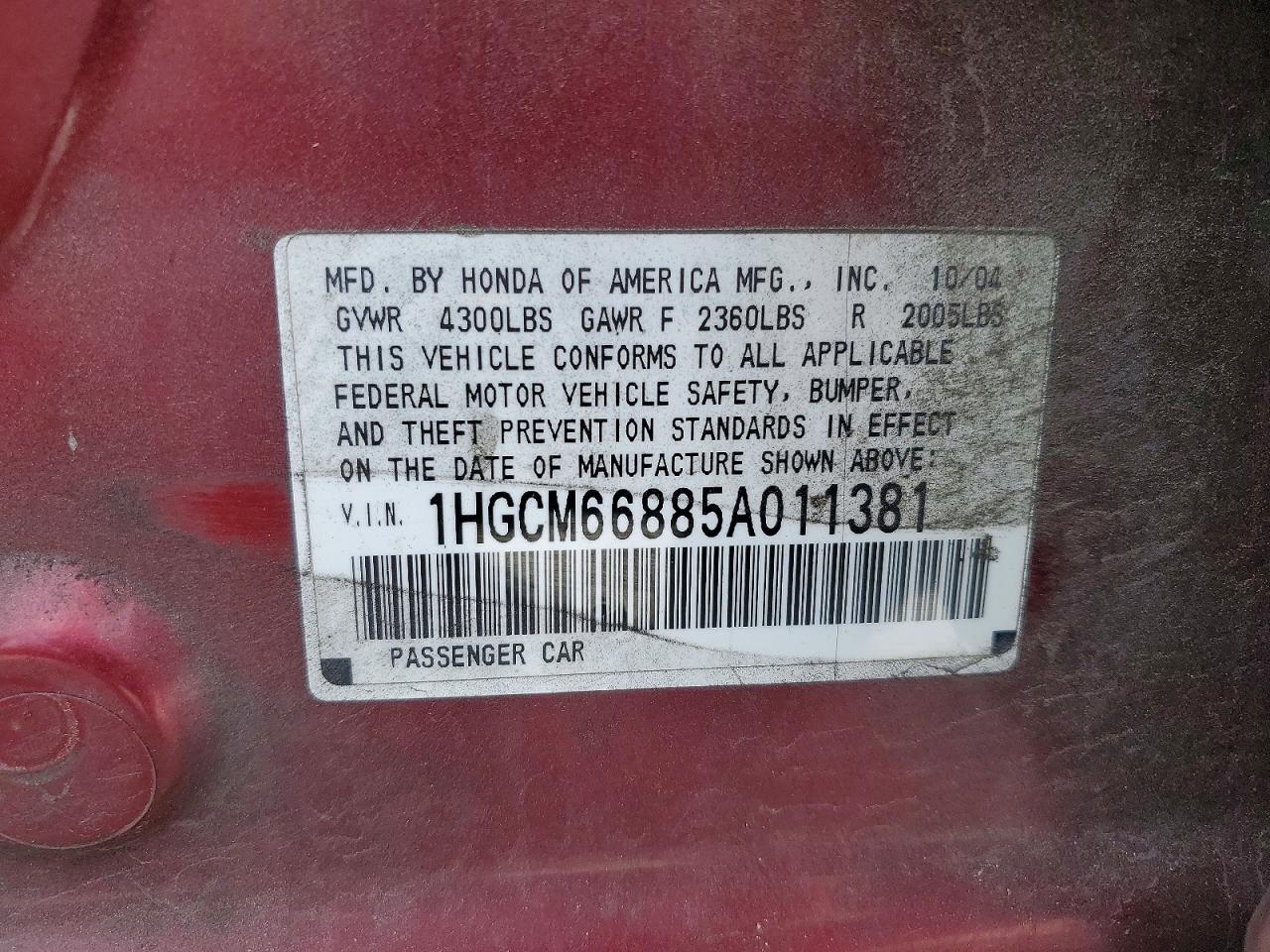 2005 HONDA ACCORD EX photo 23