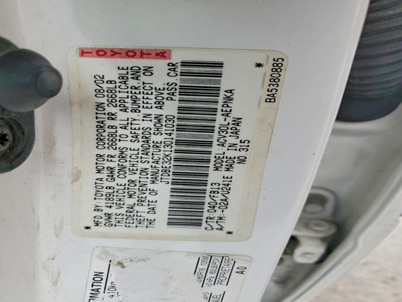 2003 TOYOTA CAMRY LE photo 23