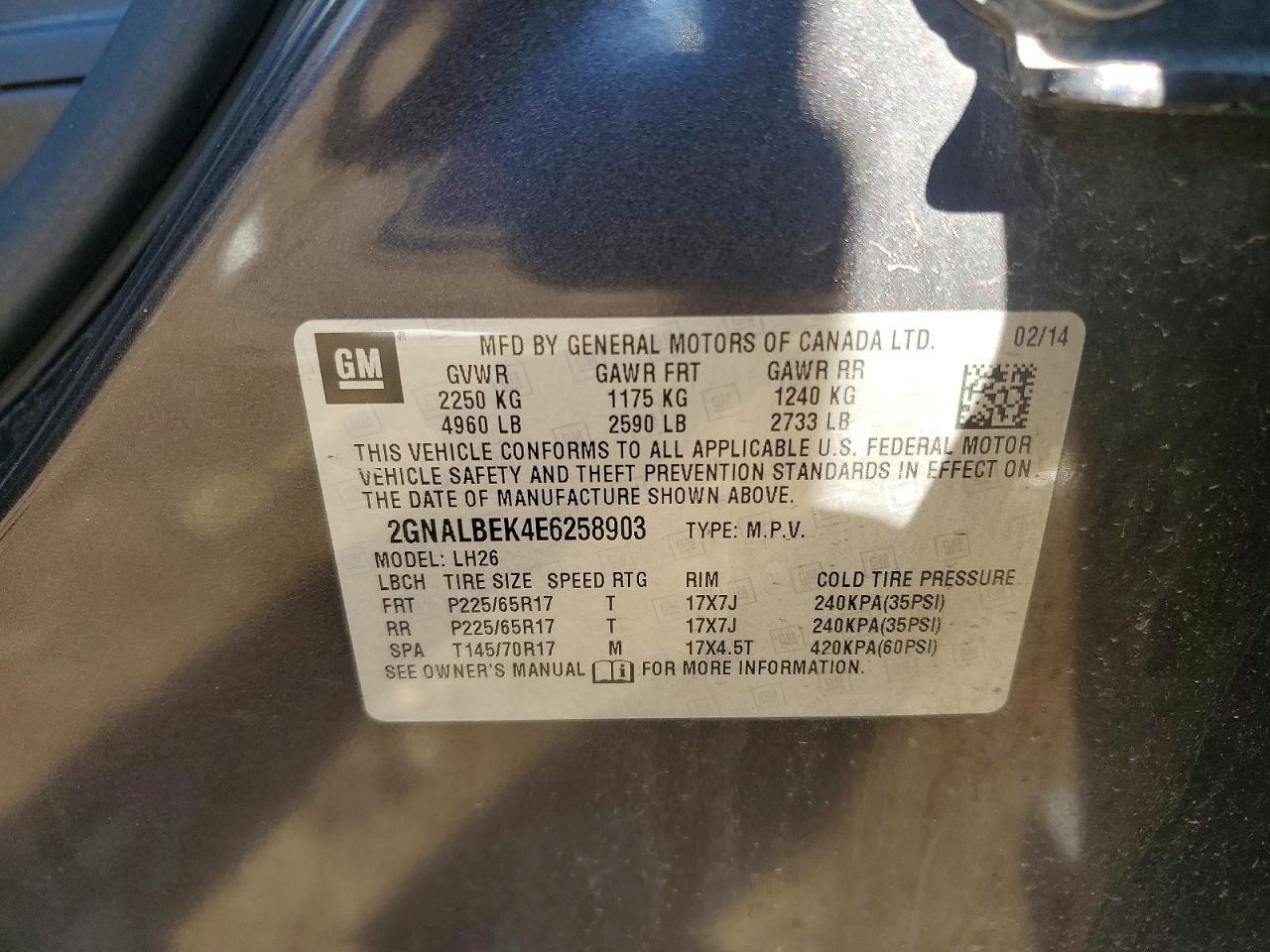 2014 CHEVROLET EQUINOX LT photo 12