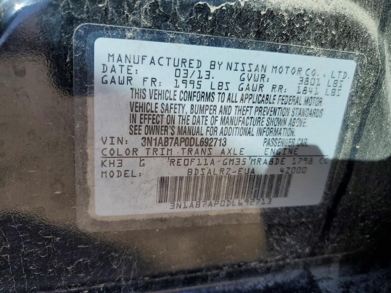 2013 NISSAN SENTRA S photo 37