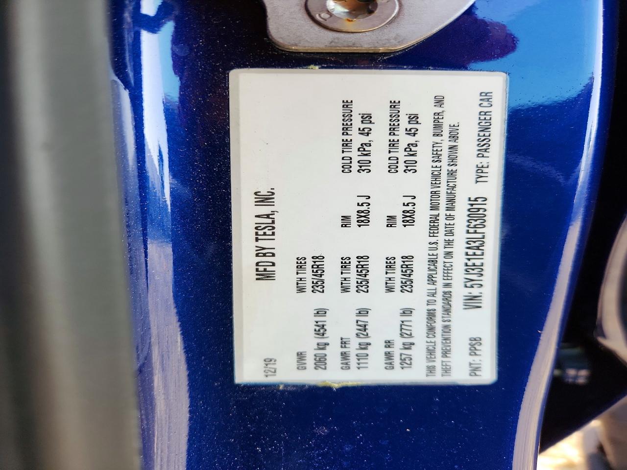 2020 TESLA MODEL 3 photo 12