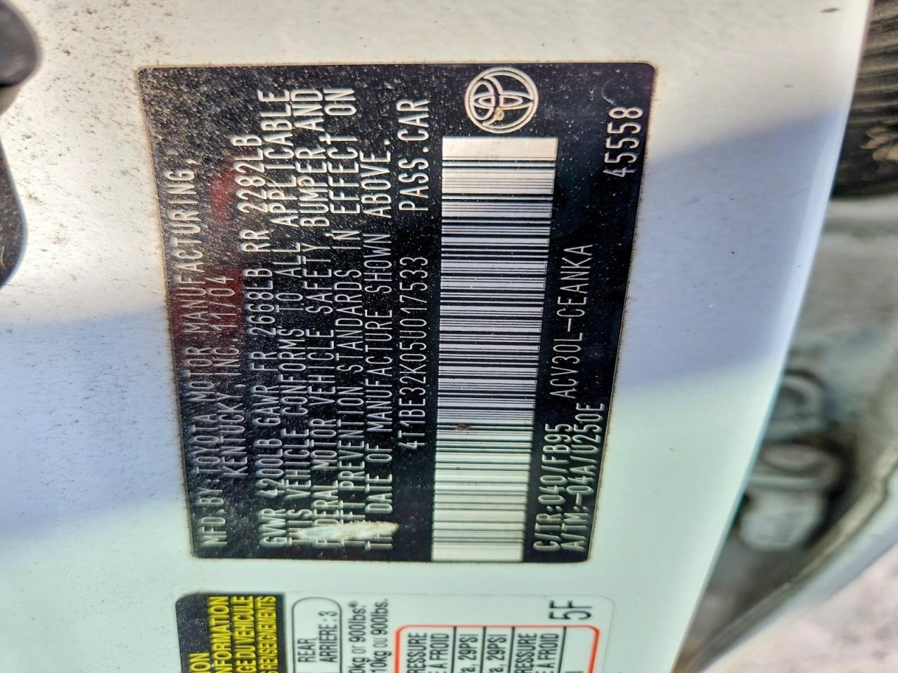 2005 TOYOTA CAMRY LE photo 45