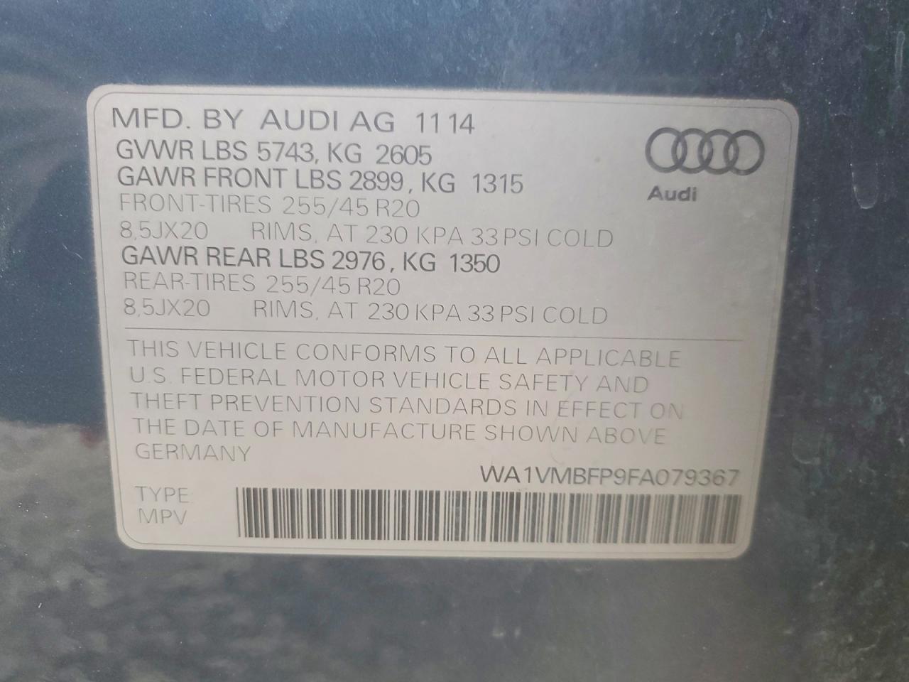 2015 AUDI Q5 TDI PRESTIGE photo 13