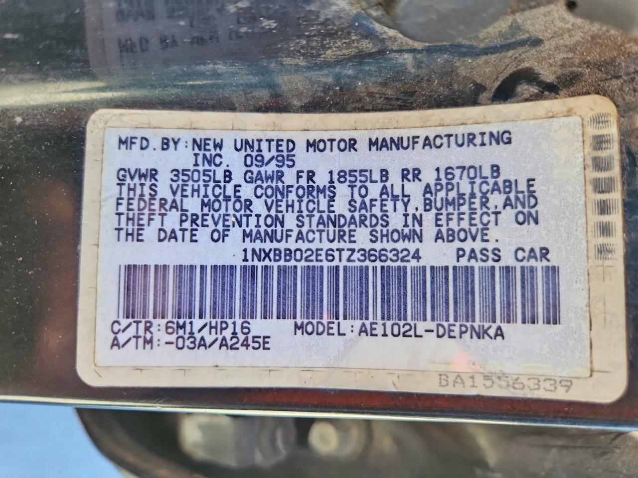 1996 TOYOTA COROLLA DX photo 23