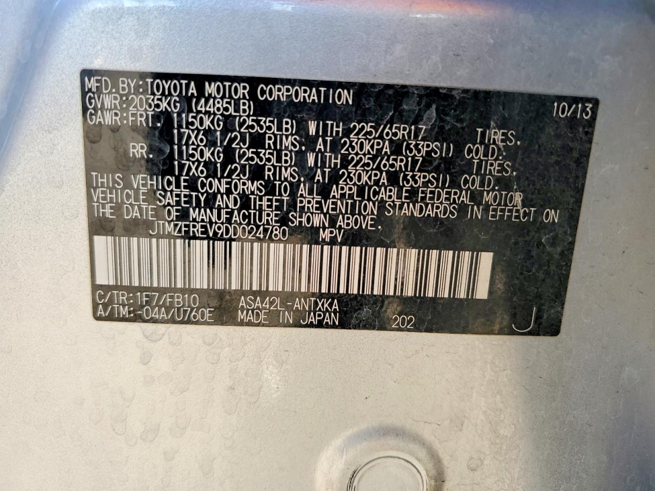 2013 TOYOTA RAV4 LE photo 37
