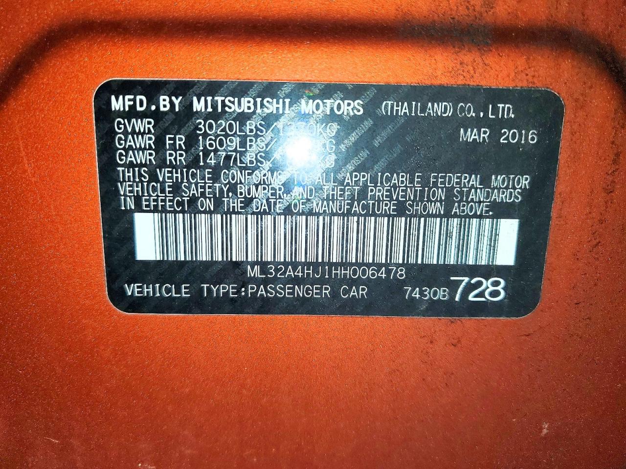 2017 MITSUBISHI MIRAGE photo 34