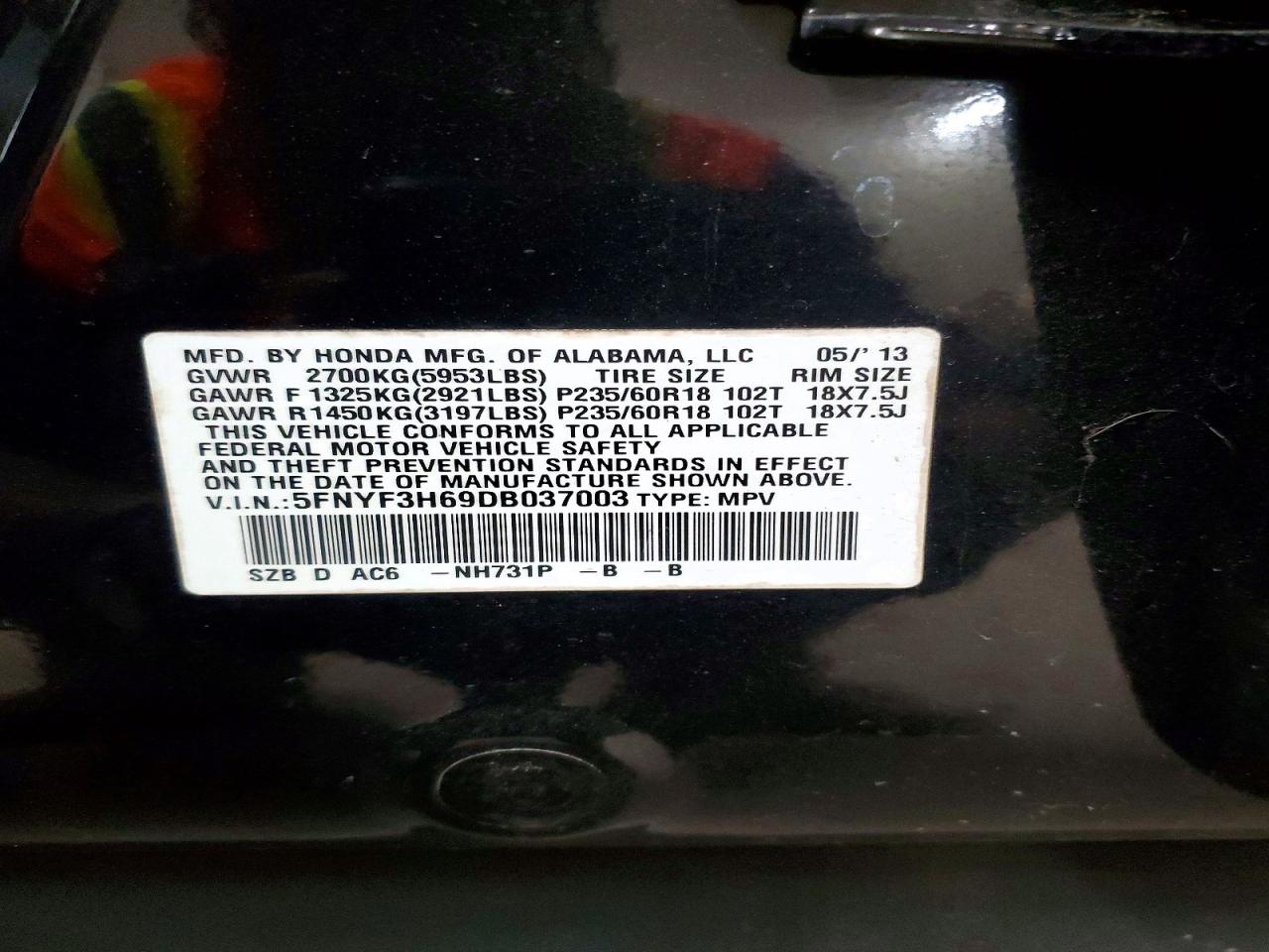2013 HONDA PILOT EXL photo 27