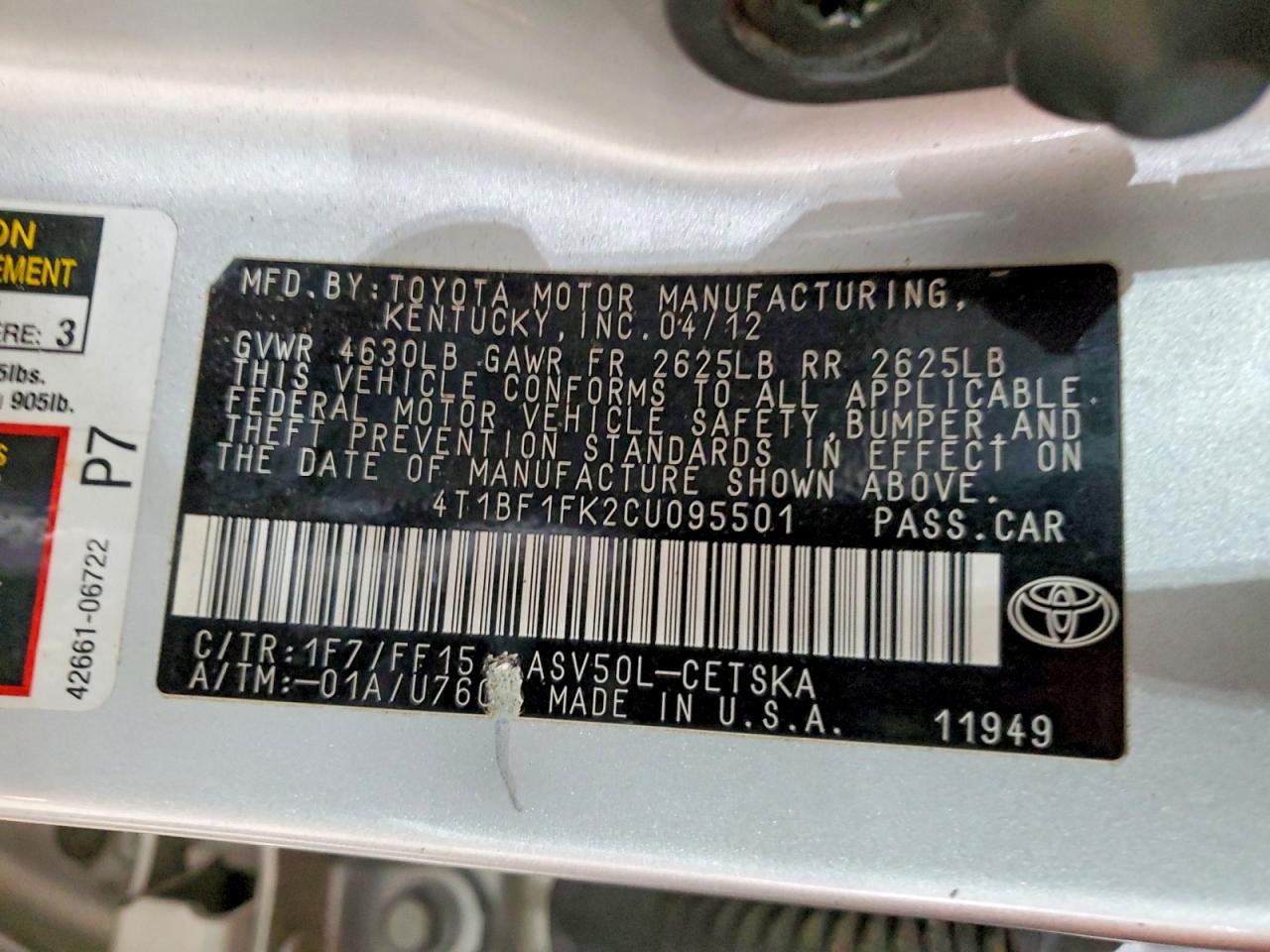 2012 TOYOTA CAMRY SE photo 34