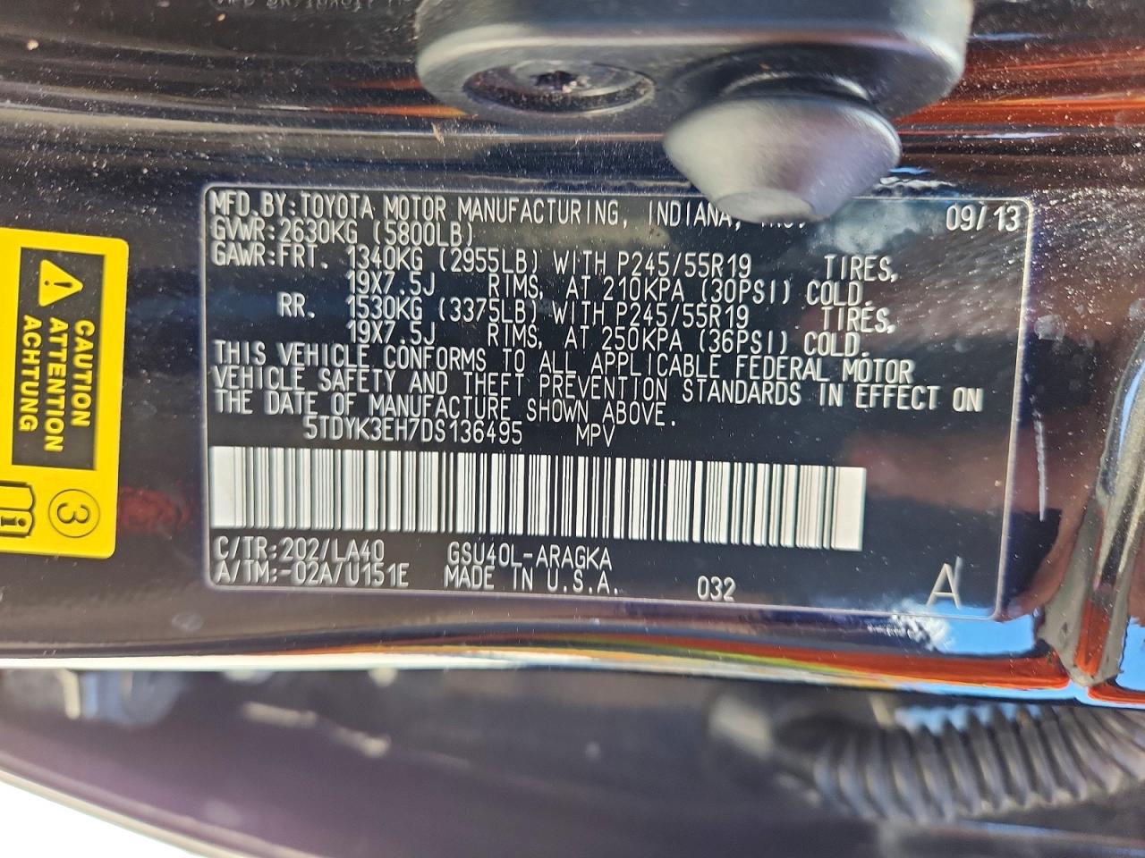 2013 TOYOTA HIGHLANDER LIMITED photo 13