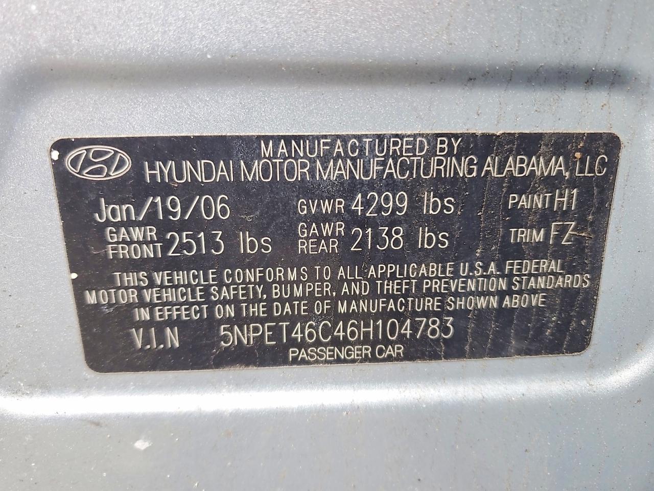 2006 HYUNDAI SONATA photo 12