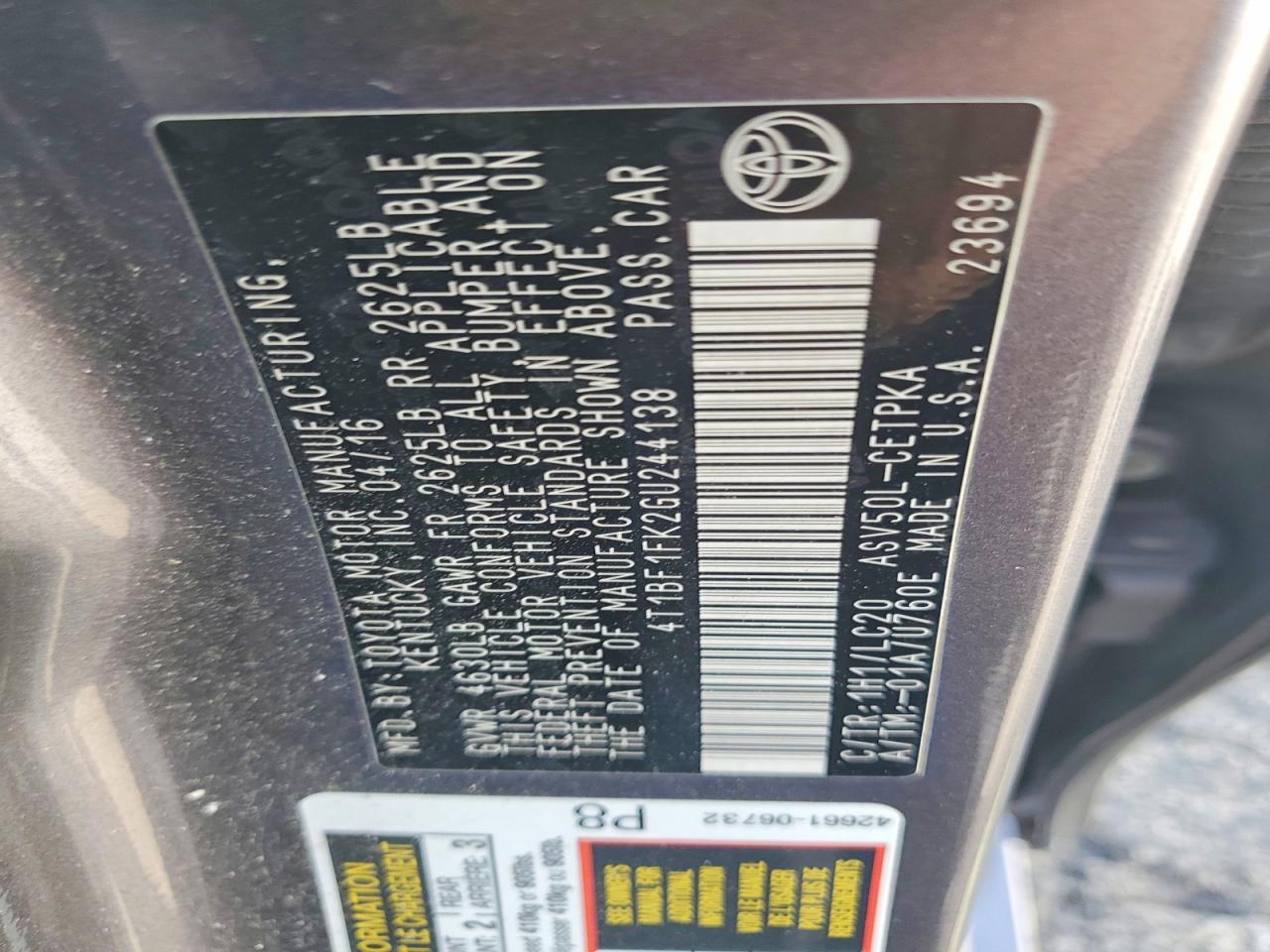 2016 TOYOTA CAMRY XSE photo 13
