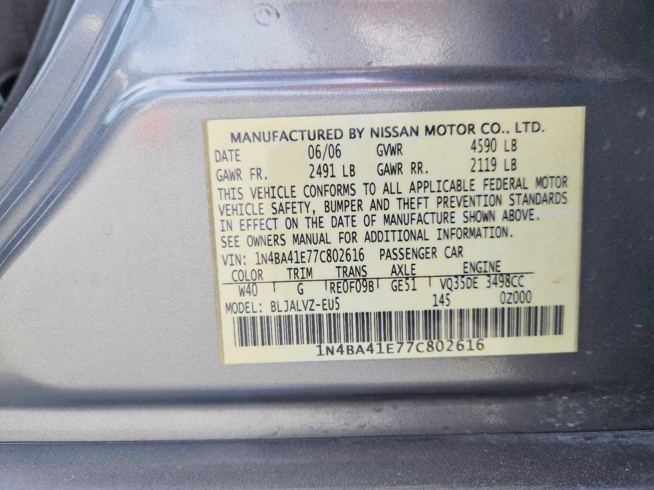 2007 NISSAN MAXIMA 3.5 SE photo 25