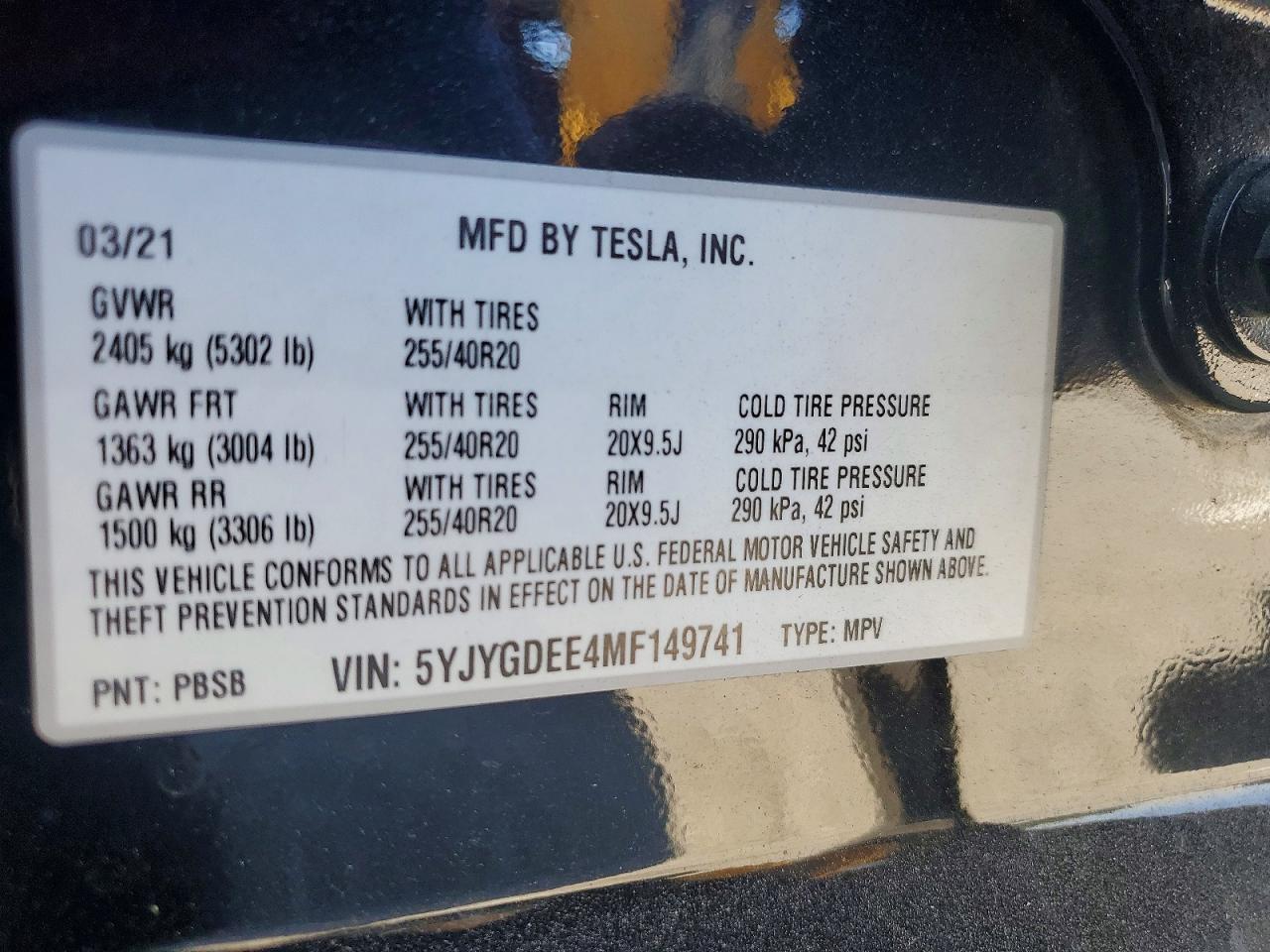 2021 TESLA MODEL Y photo 13