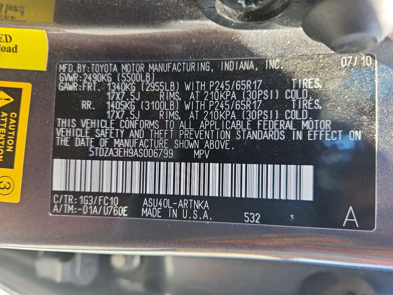 2010 TOYOTA HIGHLANDER BASE photo 25