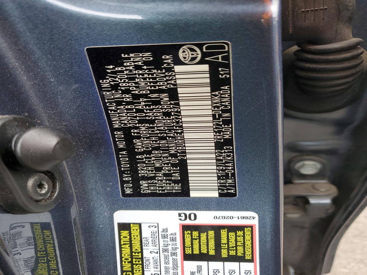 2015 TOYOTA COROLLA LE PREMIUM photo 13