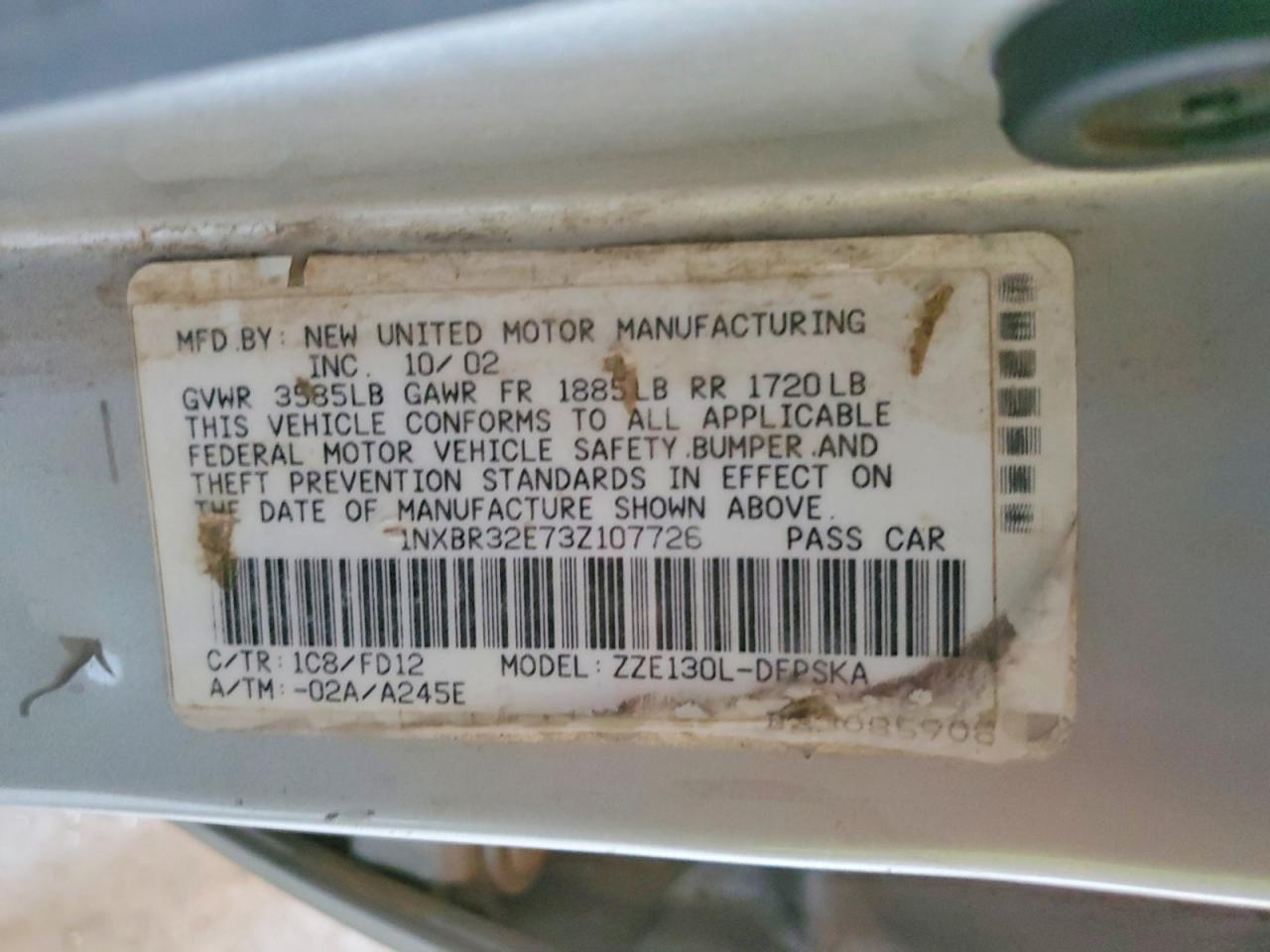 2003 TOYOTA COROLLA S photo 23