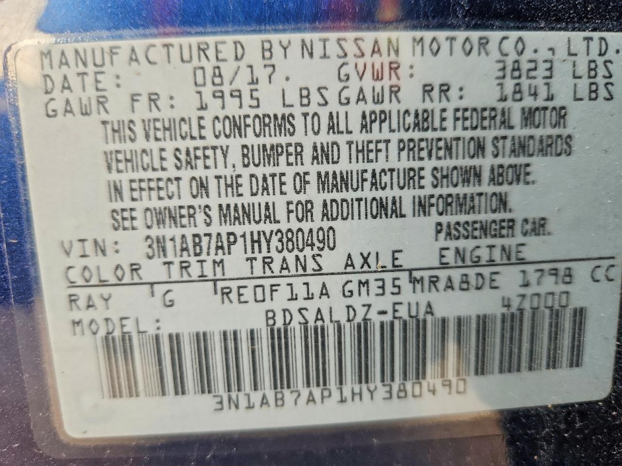 2017 NISSAN SENTRA SV photo 23