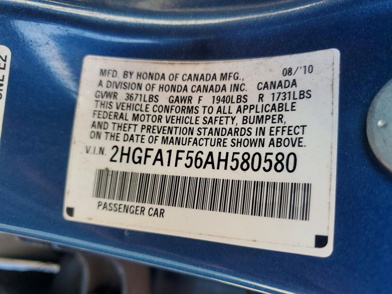 2010 HONDA CIVIC LX photo 37