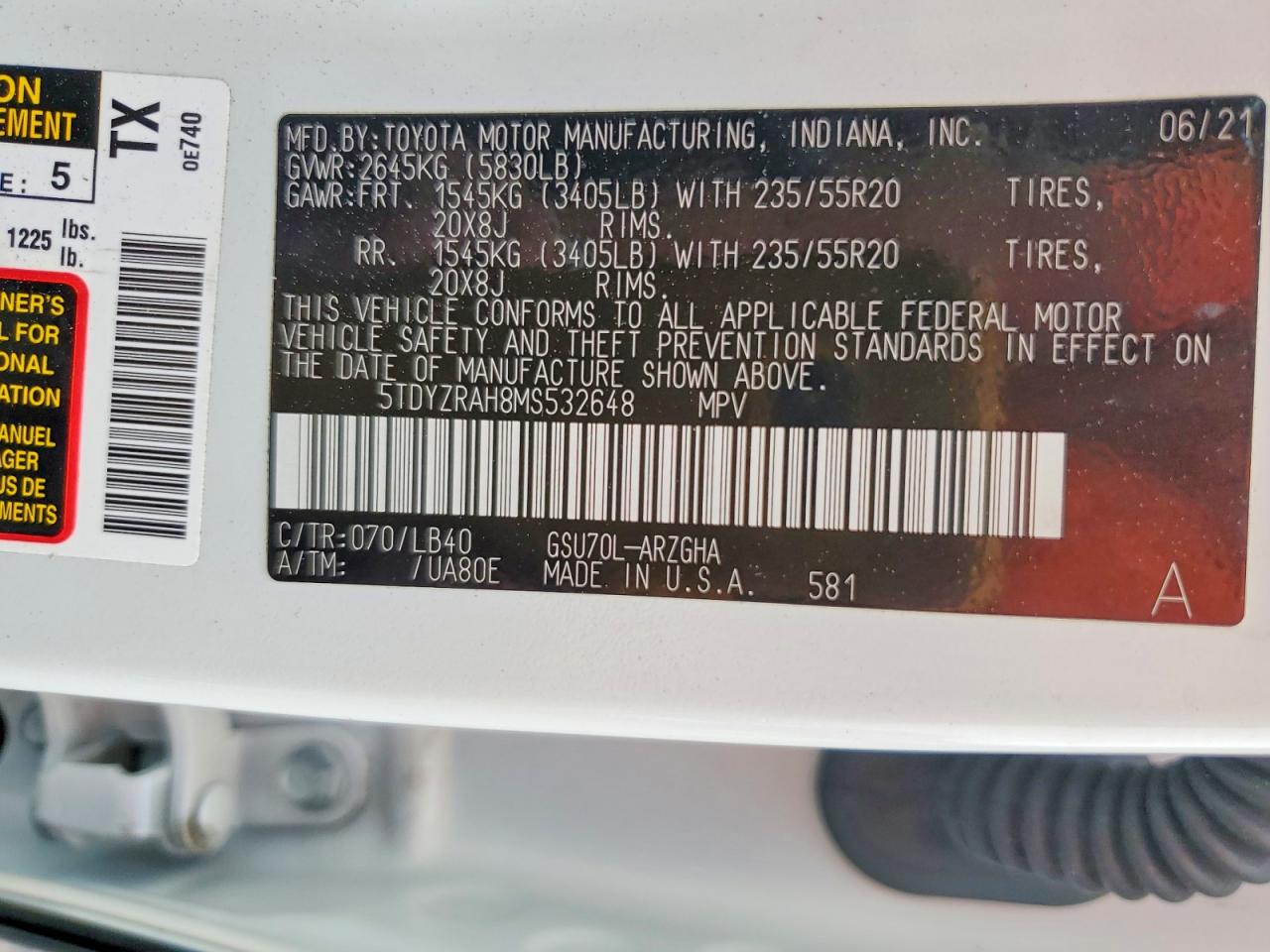 2021 TOYOTA HIGHLANDER LIMITED photo 37