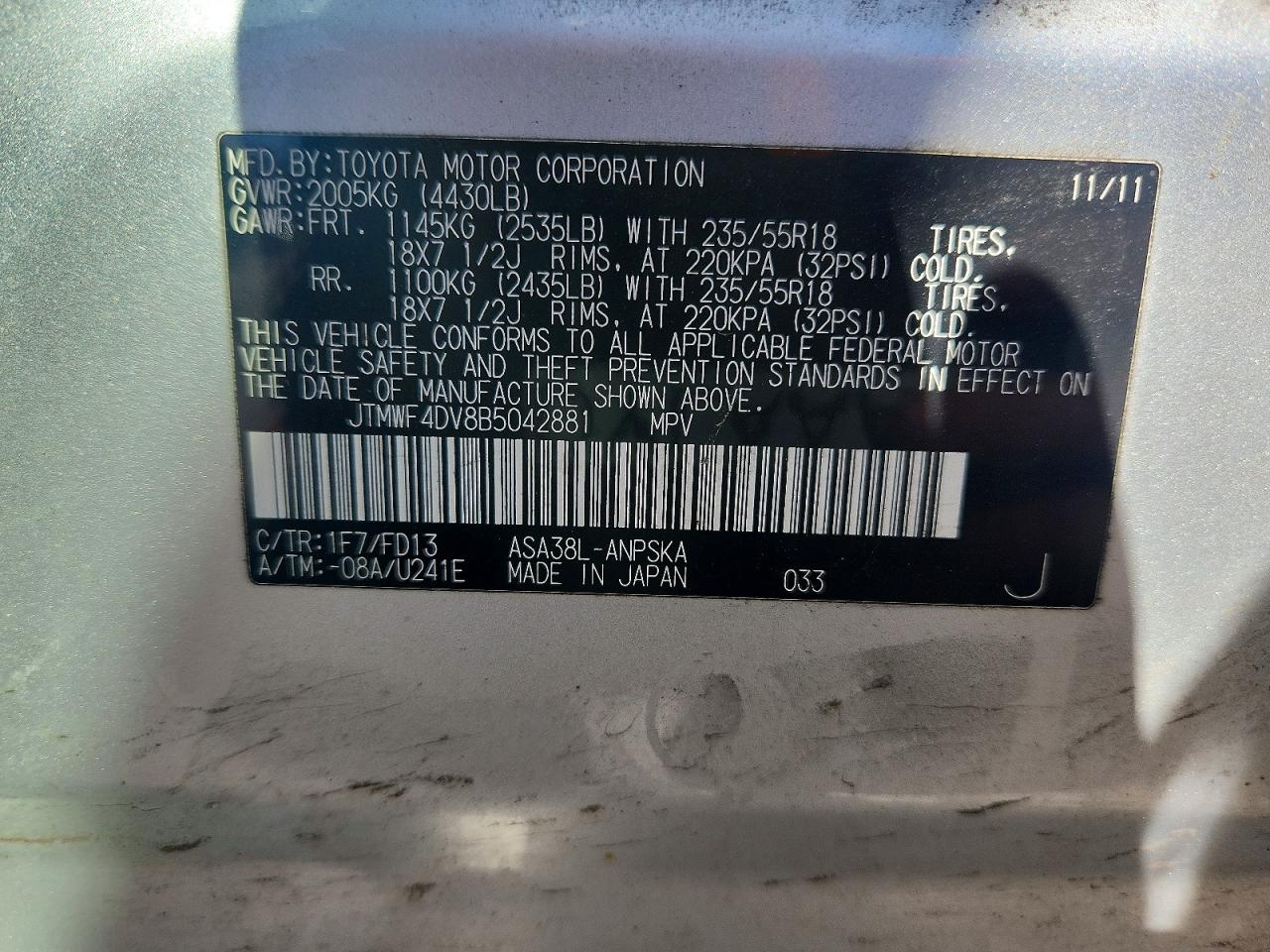 2011 TOYOTA RAV4 SPORT photo 13