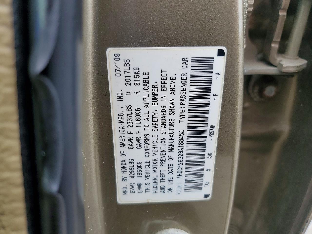 2009 HONDA ACCORD LX photo 13