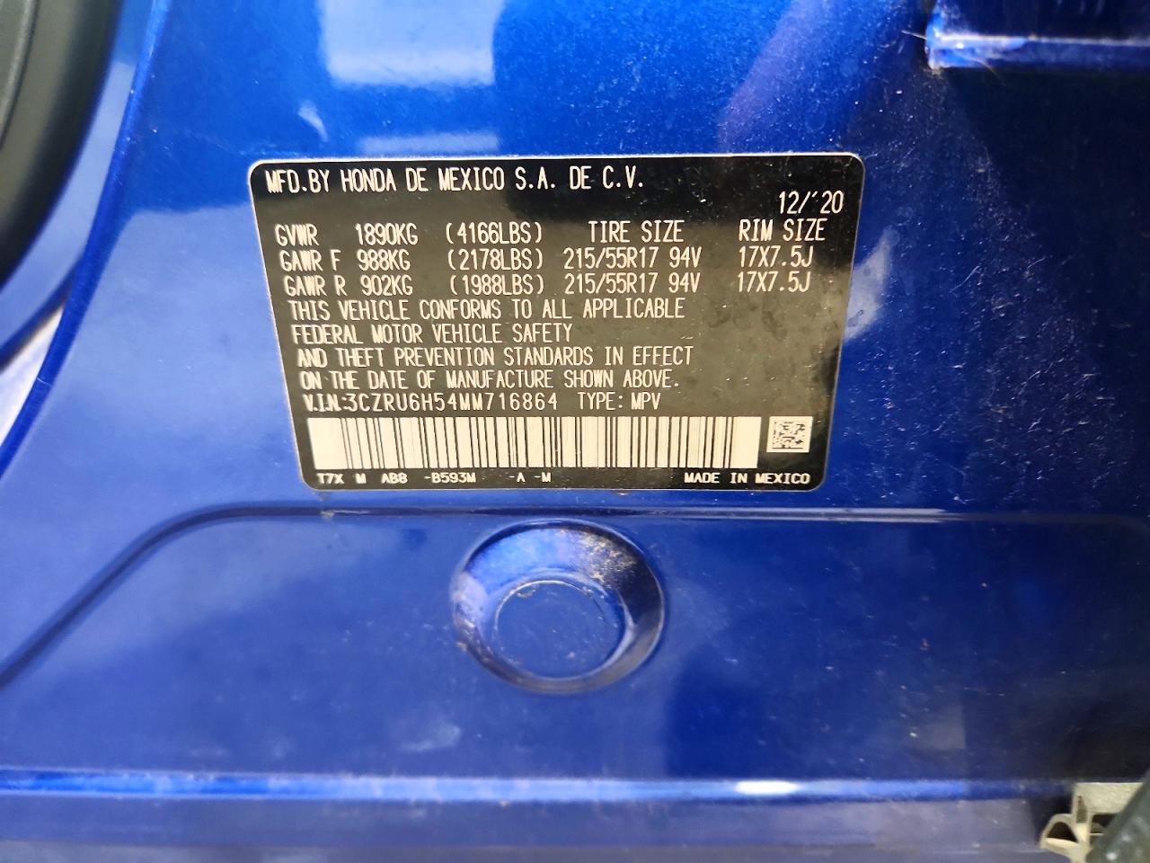 2021 HONDA HR-V EX photo 14