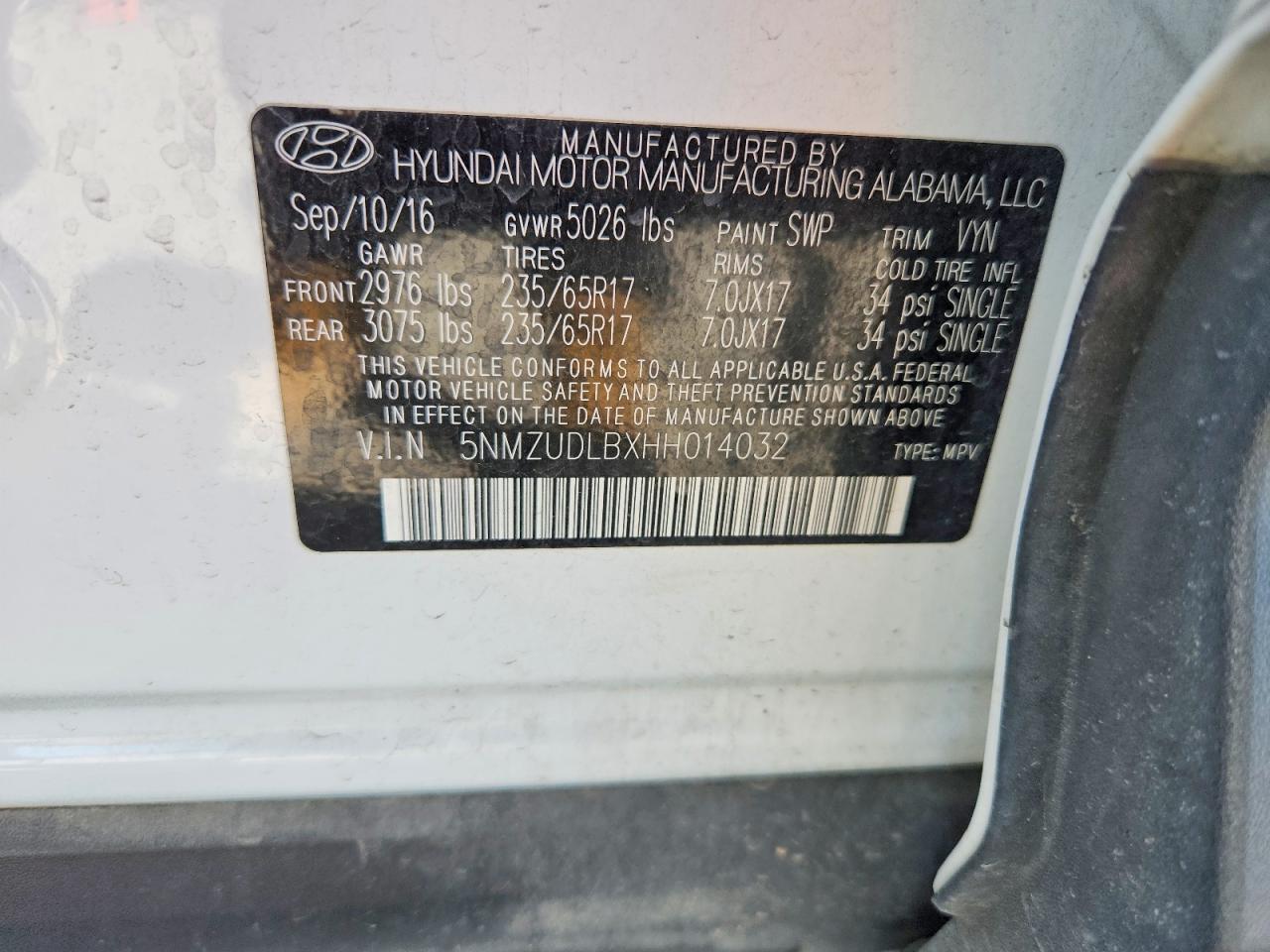 2017 HYUNDAI SANTA FE SPORT 2.4L photo 37