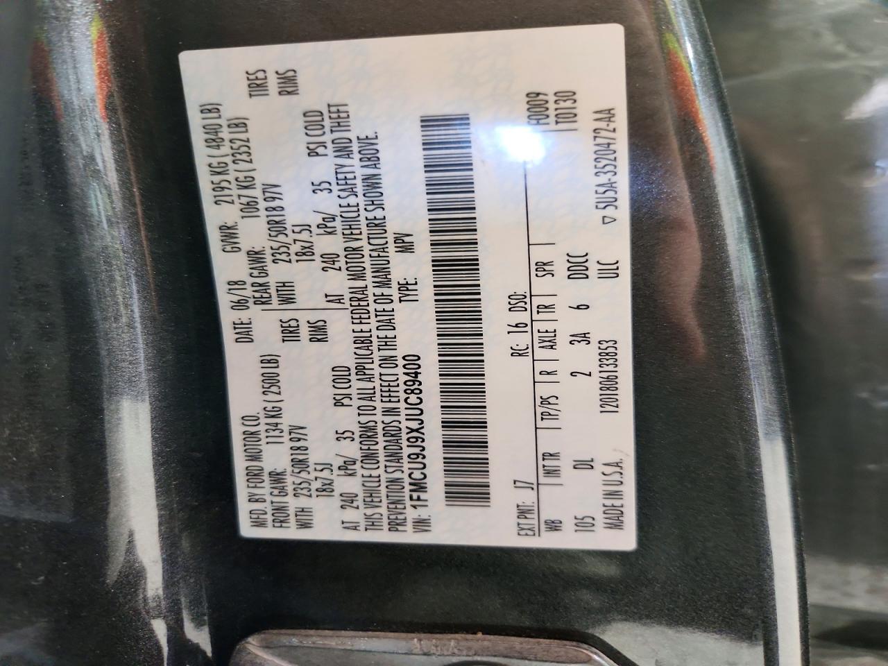 2018 FORD ESCAPE TITANIUM photo 37
