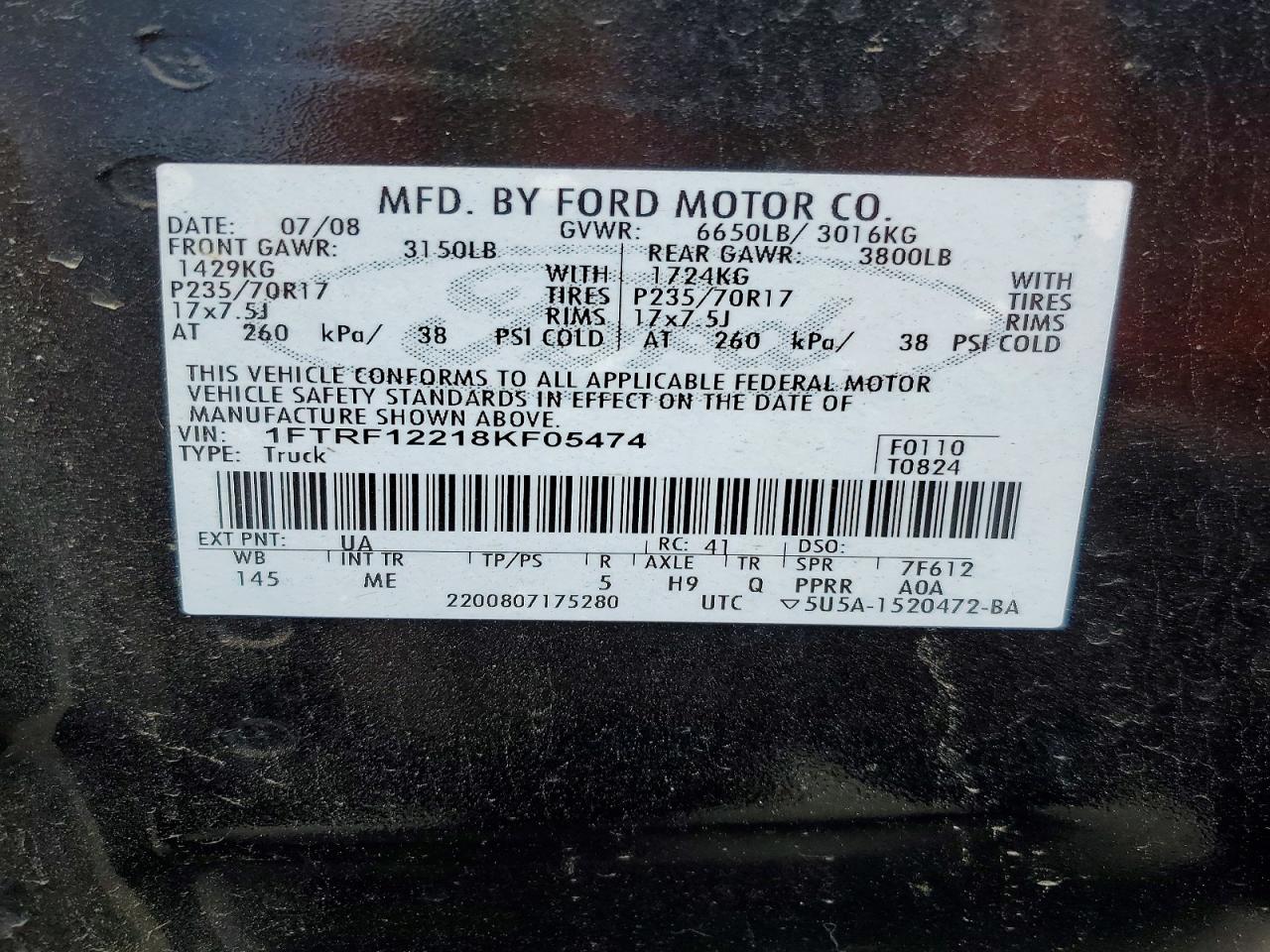 2008 FORD F150 photo 12