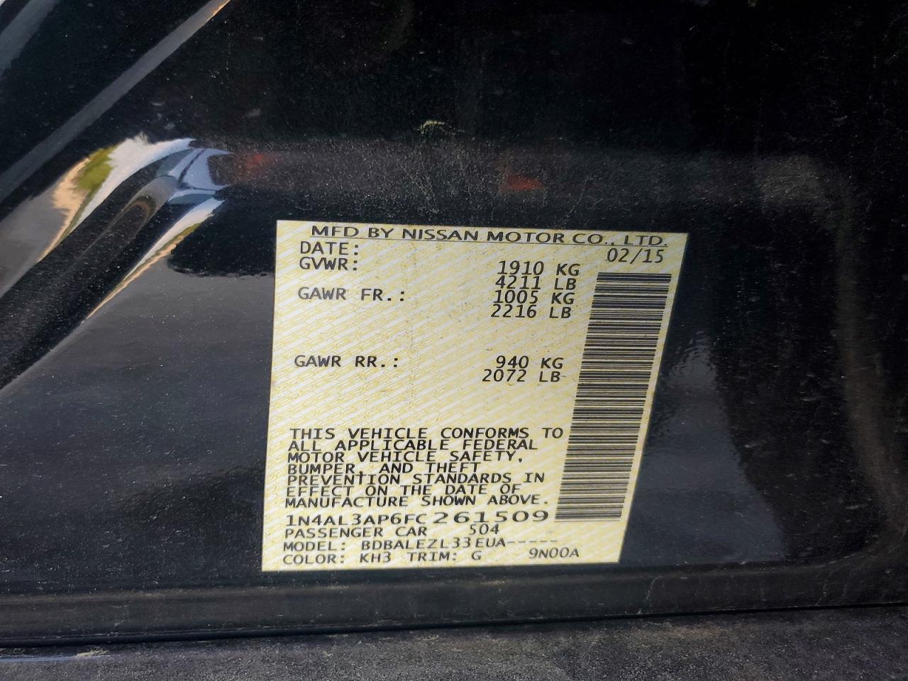 2015 NISSAN ALTIMA 2.5 S photo 12
