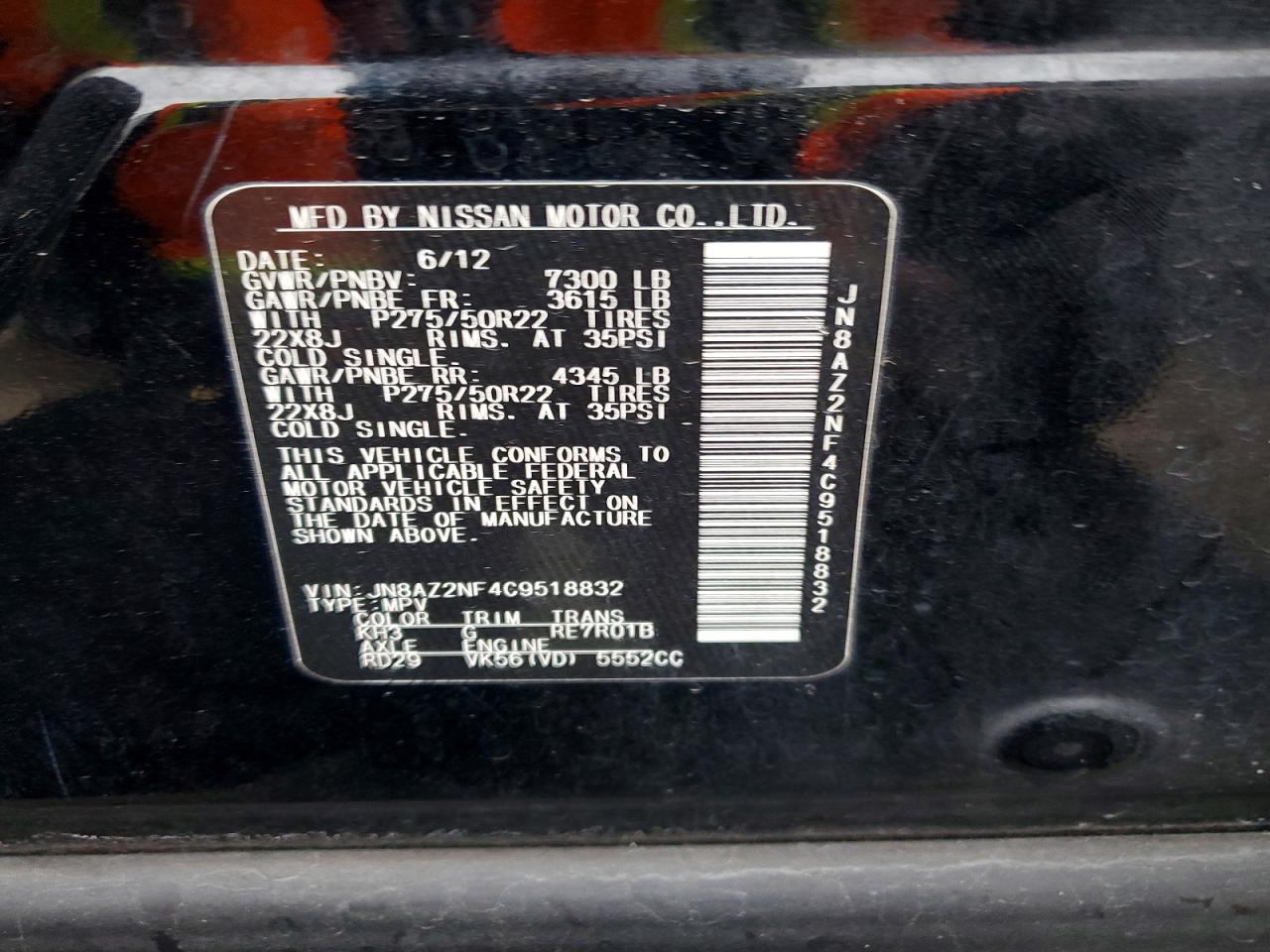 2012 INFINITI QX56 BASE photo 13