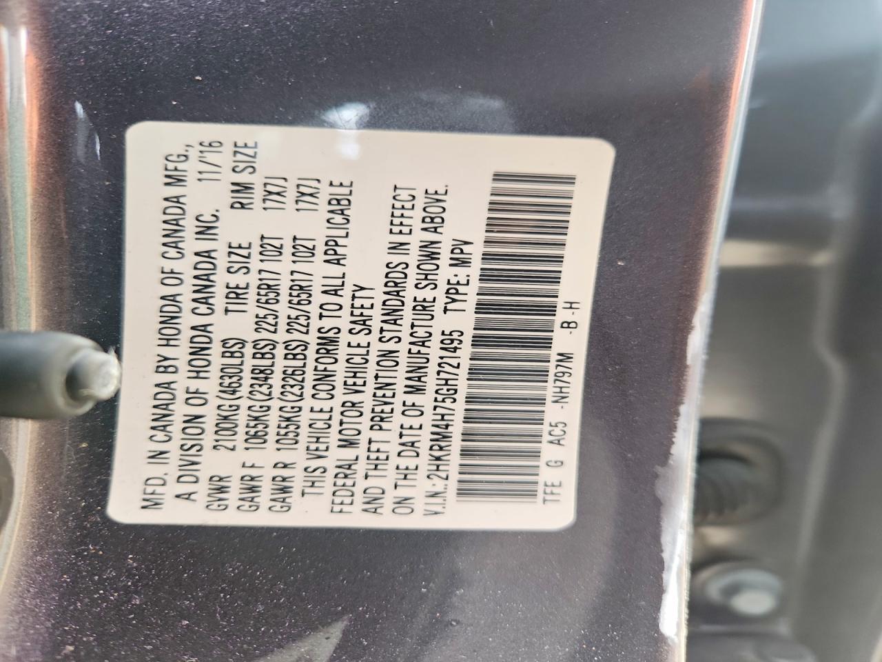 2016 HONDA CR-V EXL photo 13