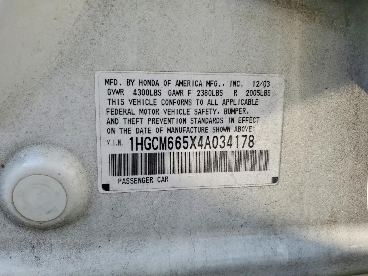 2004 HONDA ACCORD EX photo 23