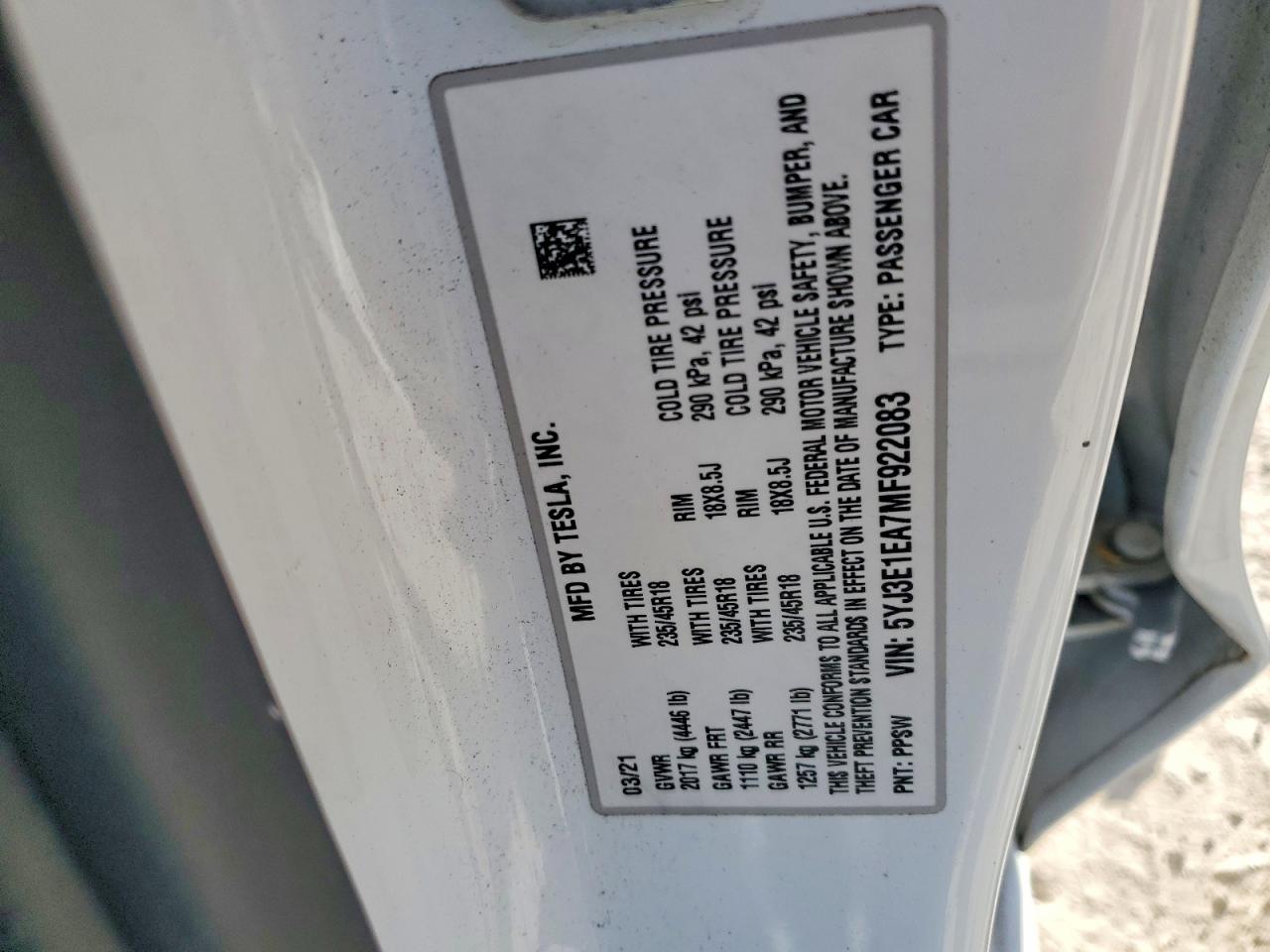 2021 TESLA MODEL 3 photo 34