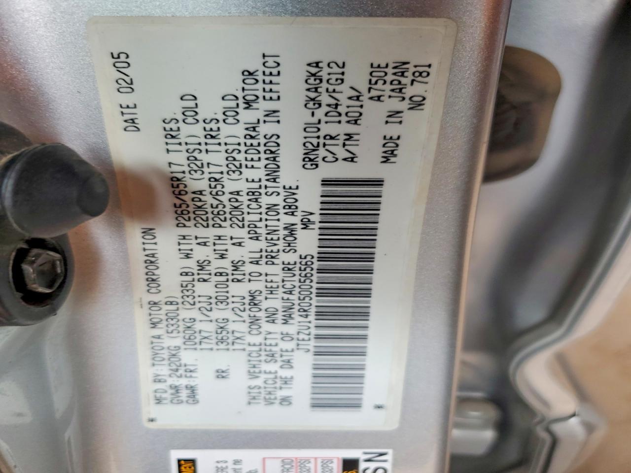 2005 TOYOTA 4RUNNER SR5 photo 34