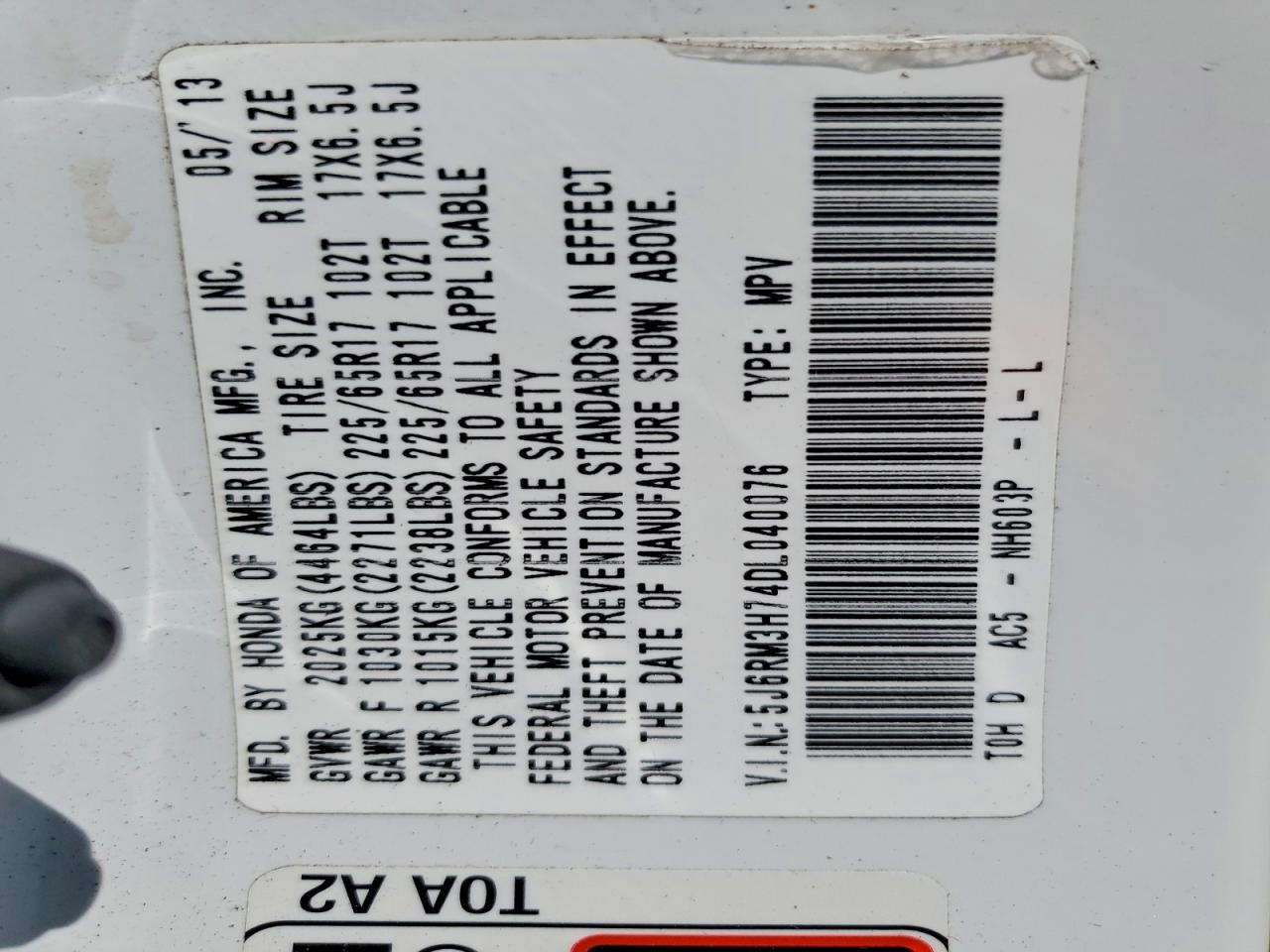 2013 HONDA CR-V EXL photo 34