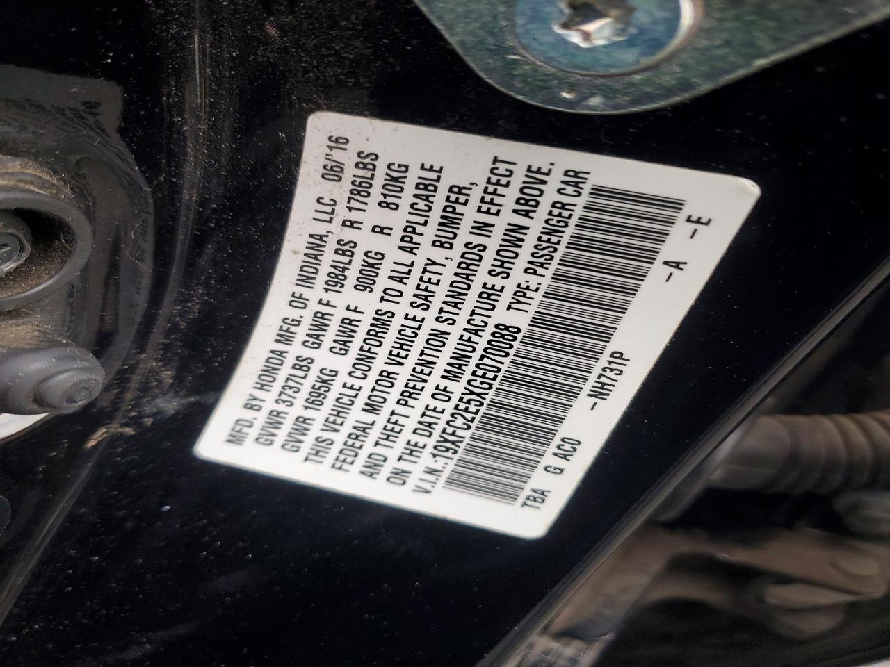 2016 HONDA CIVIC LX photo 12