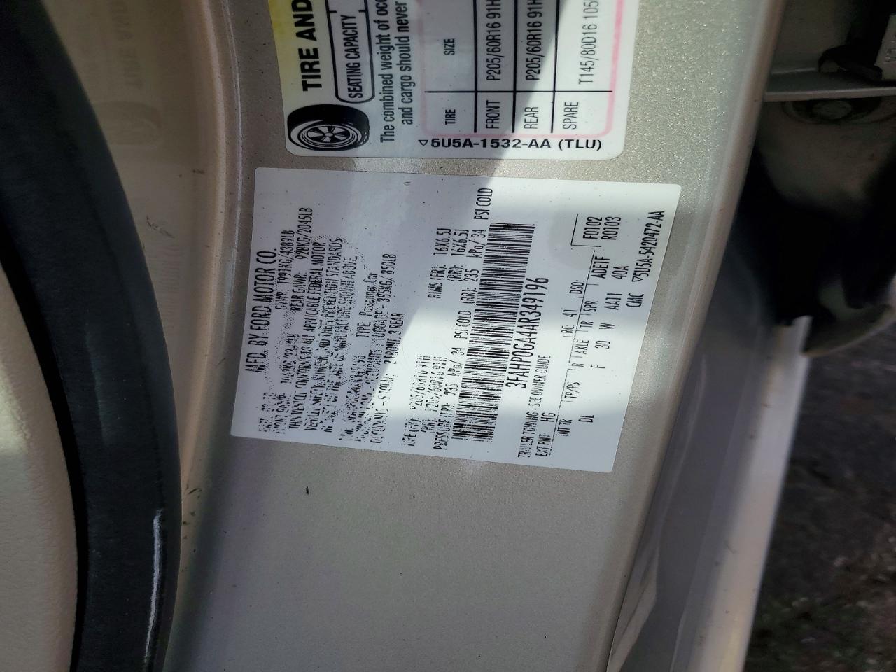 2010 FORD FUSION S photo 12